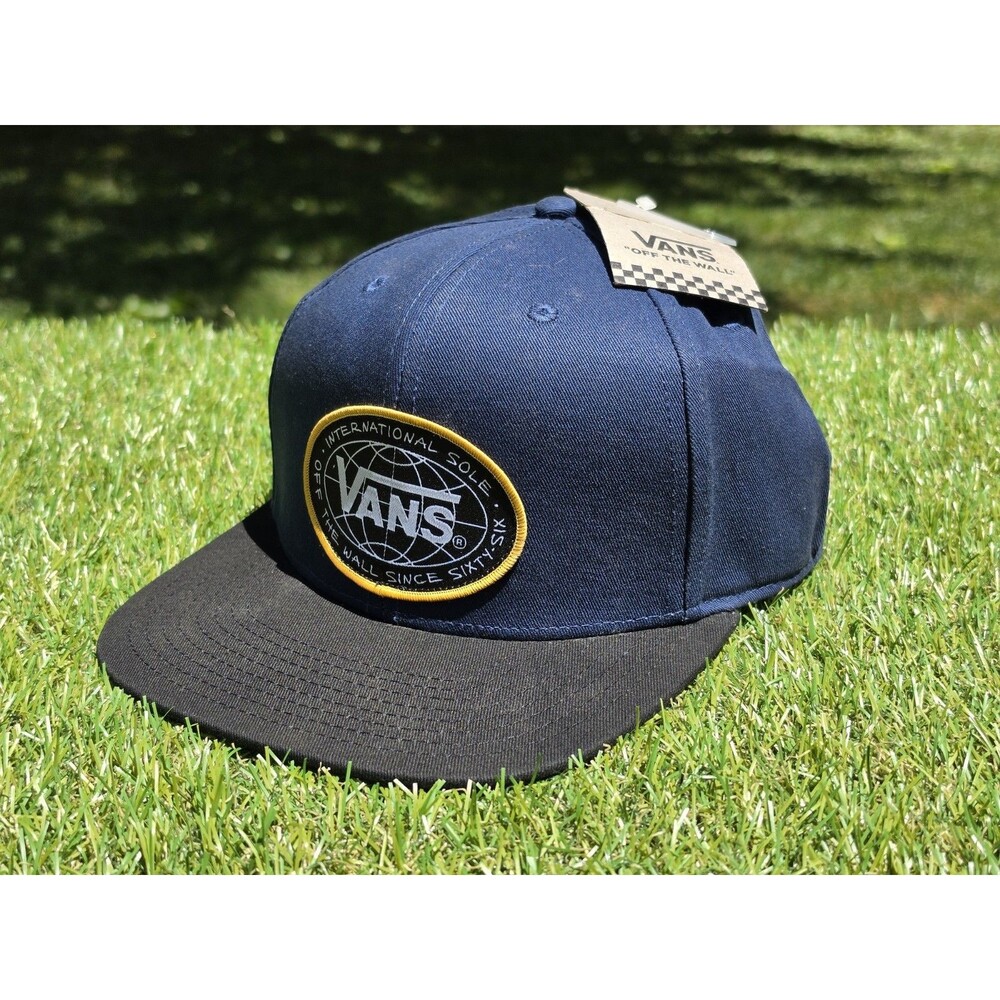 Vans Off The Wall International Sole Hat Cap Blue Black Rim Snapback Skater NWT